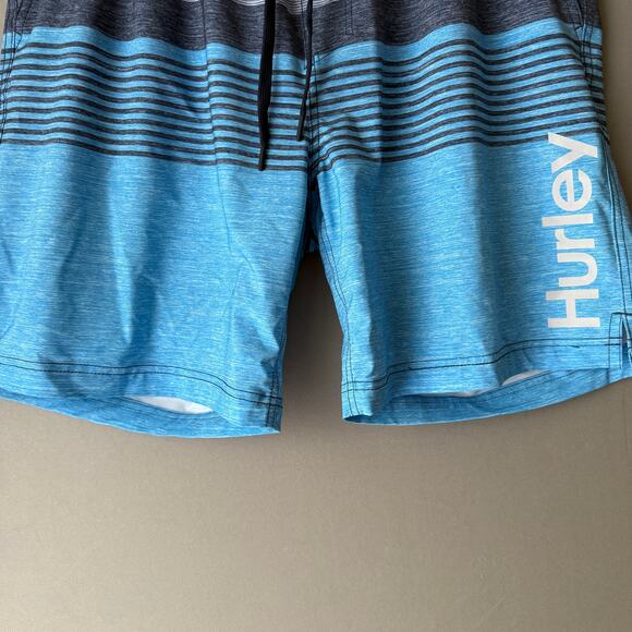 Hurley Swim Trunks sz XXL Blue Gray Striped - Picture 3 of 11